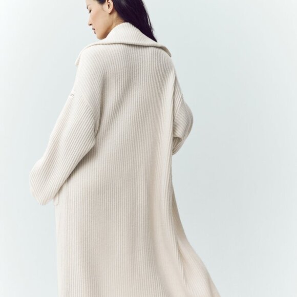 Alo Yoga Cashmere Northstar Long Cardigan Ivory - Picture 2 of 4